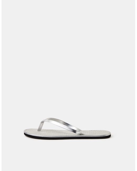 Accessorize White Metallic Seagrass Flip Flops