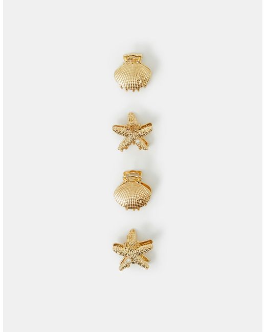 Accessorize White 4-Pack Mini Shell Claw Clips