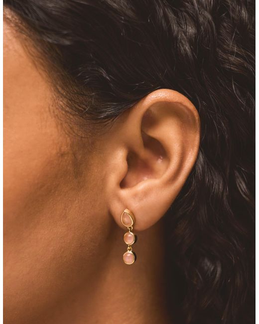 Accessorize White 14Ct-Plated Triple Stone Drop Earrings