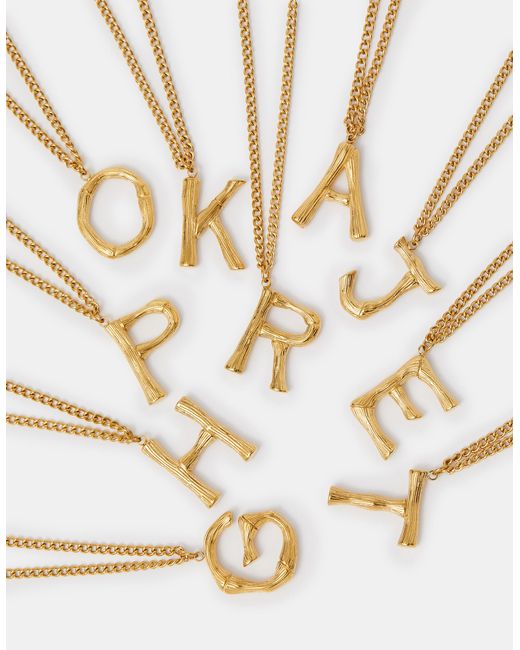 Accessorize Metallic Stainless Steel Bamboo Initial Pendant Necklace