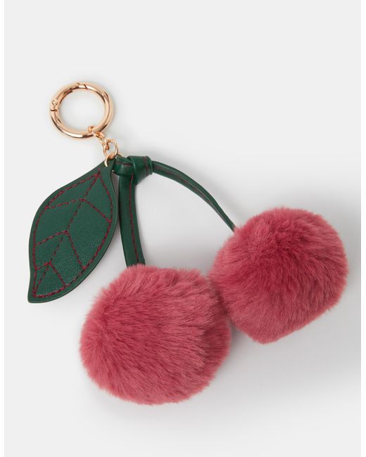 Accessorize Pink Fluffy Cherry Bag Charm