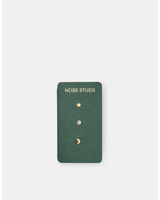 Accessorize Metallic 3-Pack 14Ct-Plated Surgical Steel Celestial Nose Studs