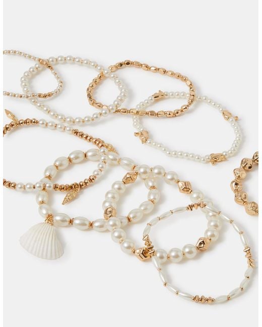 Accessorize Black 10-Pack Sealife Charm Pearl Stretch Bracelets