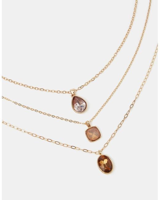Accessorize White 3-Pack Gemstone Pendant Necklaces