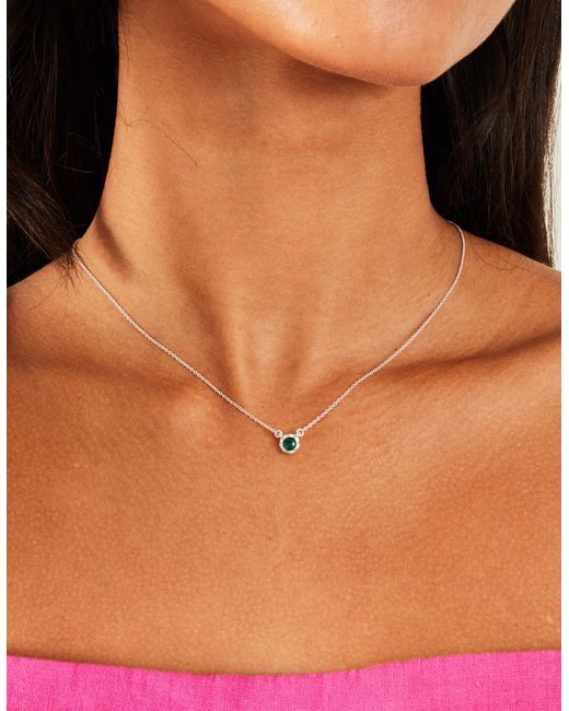Accessorize Natural Women's Green Sterling Silver Stone Pendant Necklace