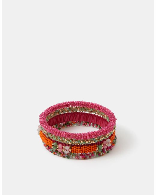 Accessorize Pink 4-Pack Beaded Bangles