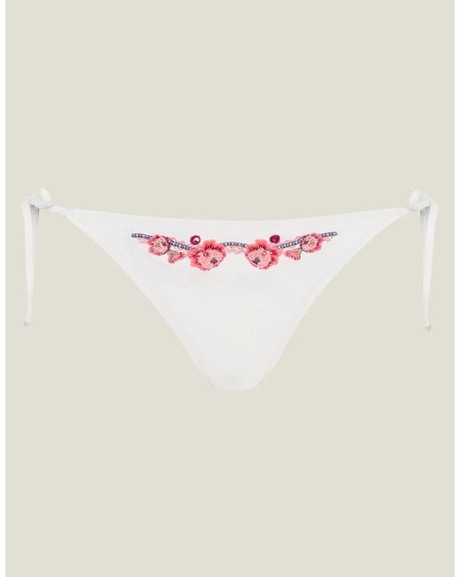 Accessorize Multicolor Women's Floral Embroidered Bikini Bottoms White