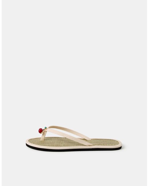 Accessorize Blue Cherry Charm Seagrass Flip Flops