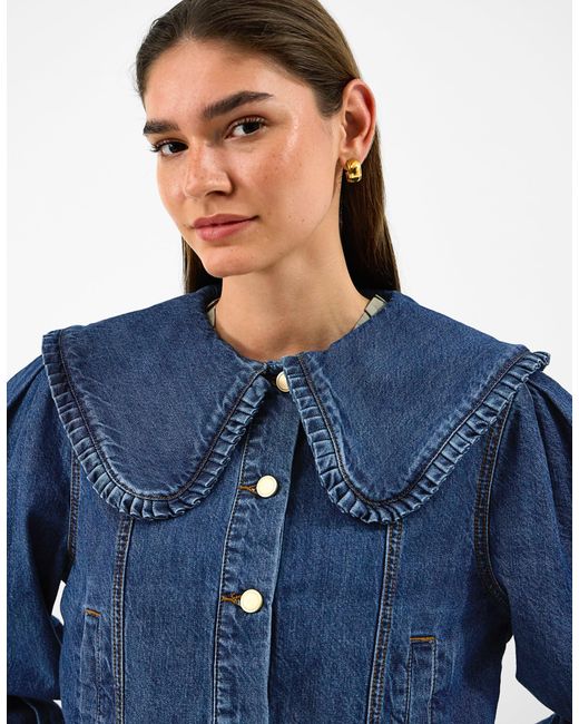 Accessorize Blue Frill Collar Denim Jacket