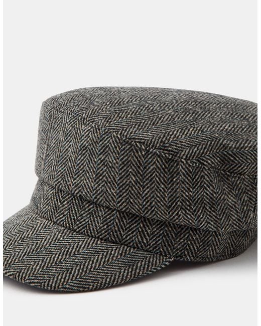 Accessorize Gray Herringbone Baker Boy Hat