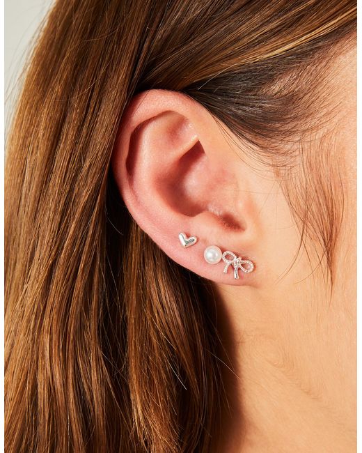 Accessorize Natural 3-Pack Bow Stud Earrings
