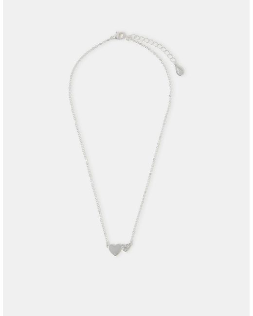 Accessorize White Double Heart Pendant Necklace