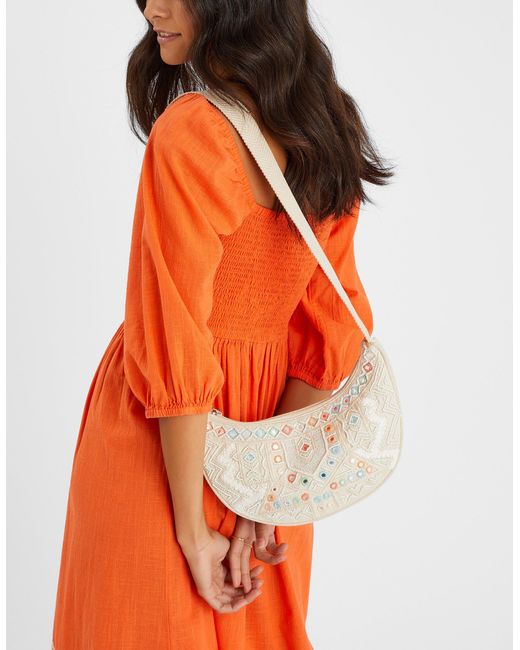 Accessorize White Mirror Embellished Sling Crossbody Bag