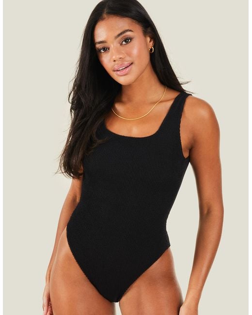 Accessorize Black Crinkle Textured Swimsuit