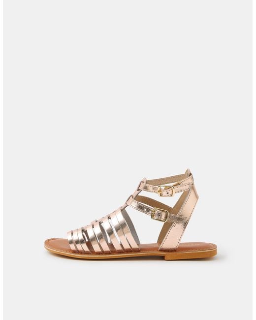 Accessorize White Metallic Leather Gladiator Sandals