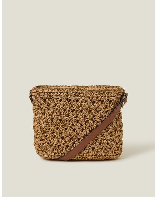 Accessorize Natural Paper Raffia Crossbody Bag