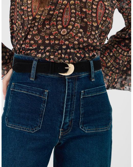 Accessorize Black Oval Buckle Suede Belt