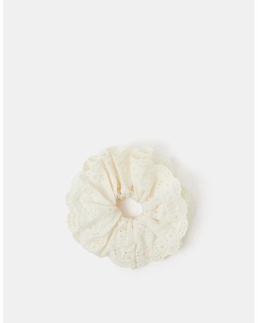 Accessorize White Oversized Broderie Hair Scrunchie