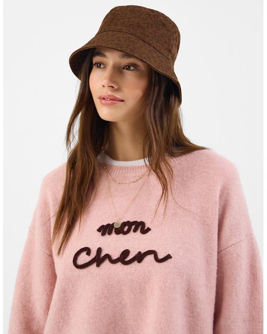 Accessorize Brown Leopard Print Bucket Hat