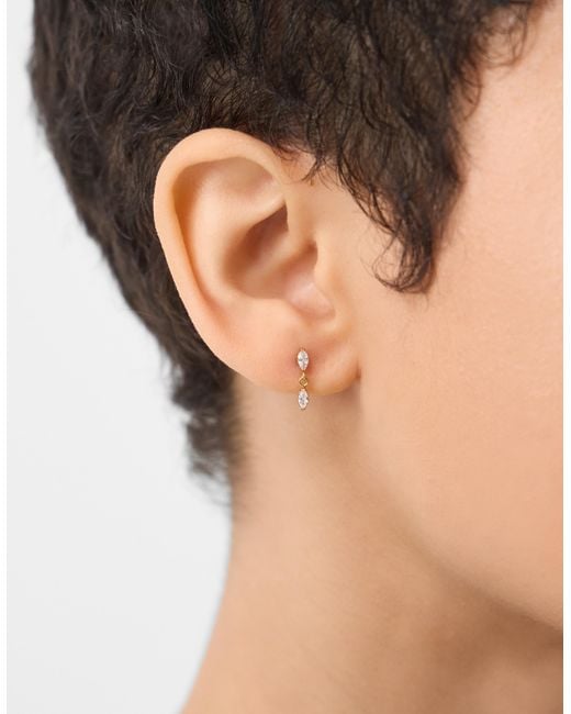 Accessorize White 14Ct-Plated Titanium Marquise Drop Flatback Stud