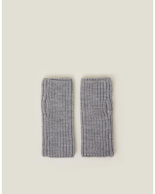 Accessorize Gray Ribbed Cut Off Gloves