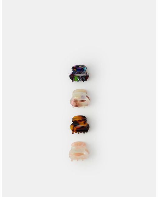 Accessorize Natural Mini Oval Resin Claw Clips 4 Pack