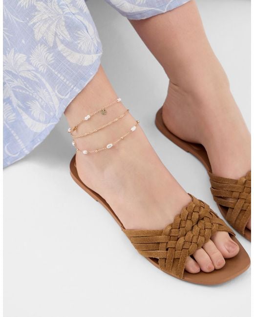 Accessorize Natural 3-Pack Pearl Charm Anklets