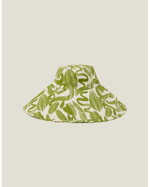 Accessorize Women's Green/white Abstract Leaf Print Bucket Hat