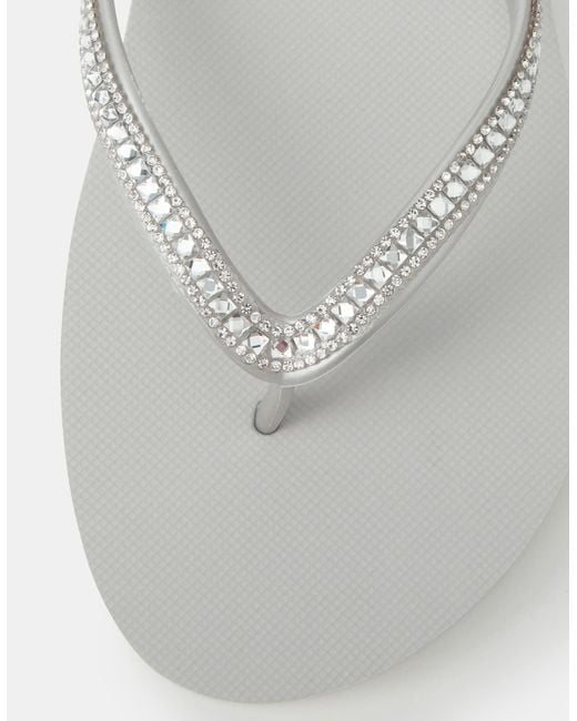 Accessorize Natural Crystal Embellished Flip Flops