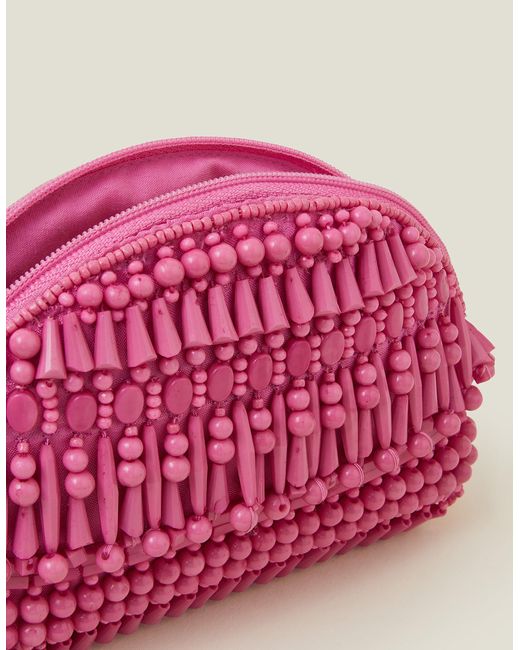 Accessorize Women's Pink Hand-beaded Tassel Purse