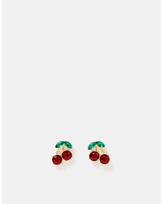 Accessorize Brown Diamanté Cherry Stud Earrings
