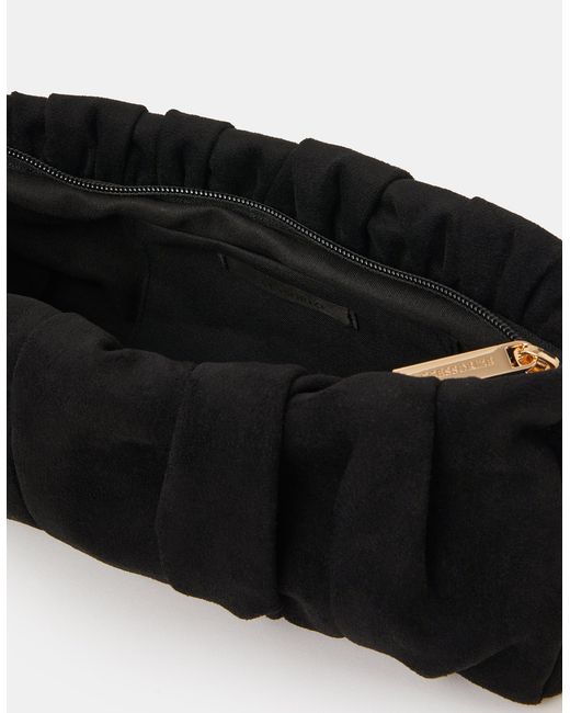 Accessorize Blue Ruched Faux Suede Clutch Bag
