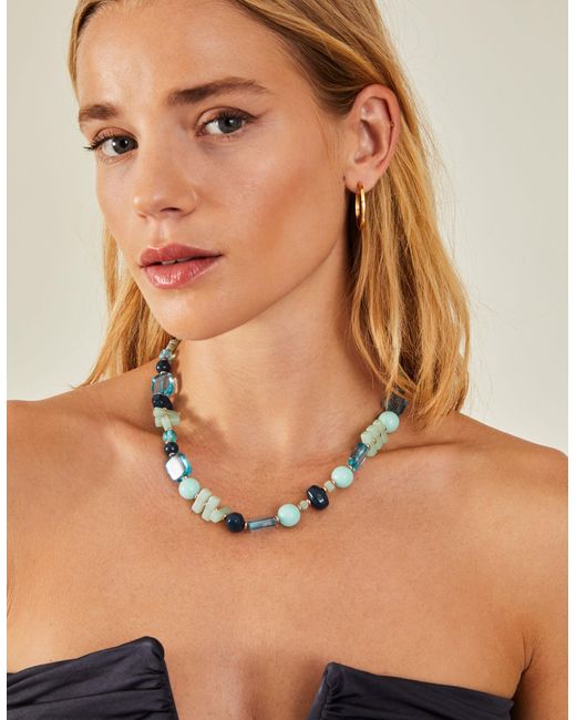 Accessorize Blue Women's Green Chunky Mixed Stone Necklace
