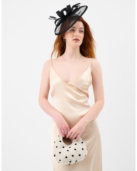 Accessorize White Polka Dot Beaded Bag