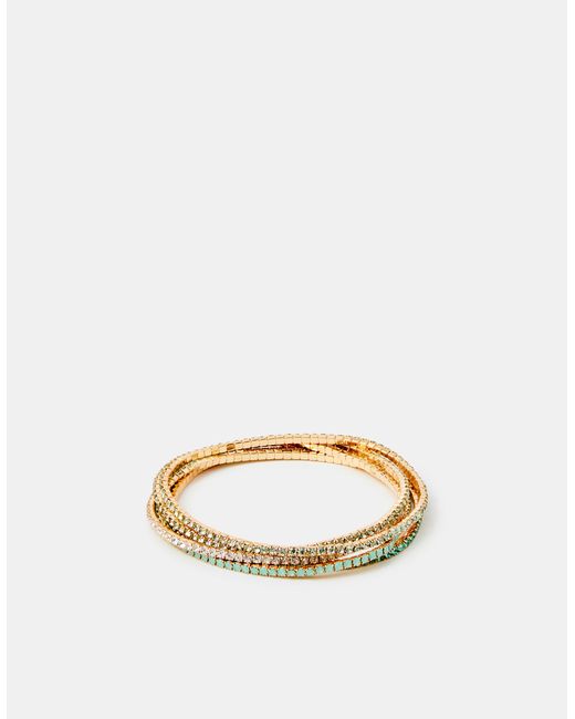 Accessorize Brown Brass/Glass Sparkle 5-Pack Stretch Bracelets