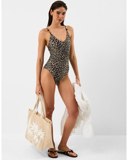 Accessorize Black Leopard Print Swimsuit