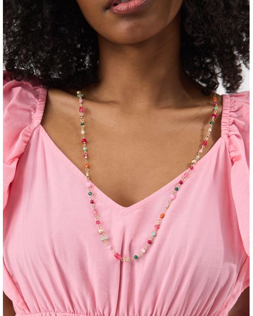 Accessorize White Long Bead Necklace