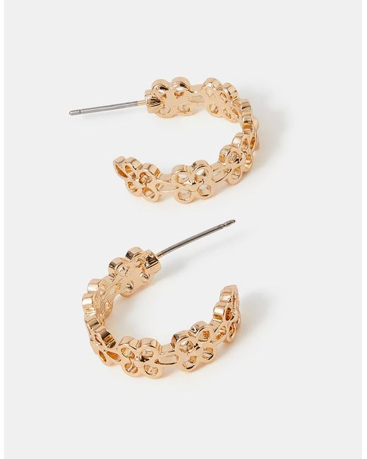 Accessorize Brown Flower Cut Out Hoop Earrings