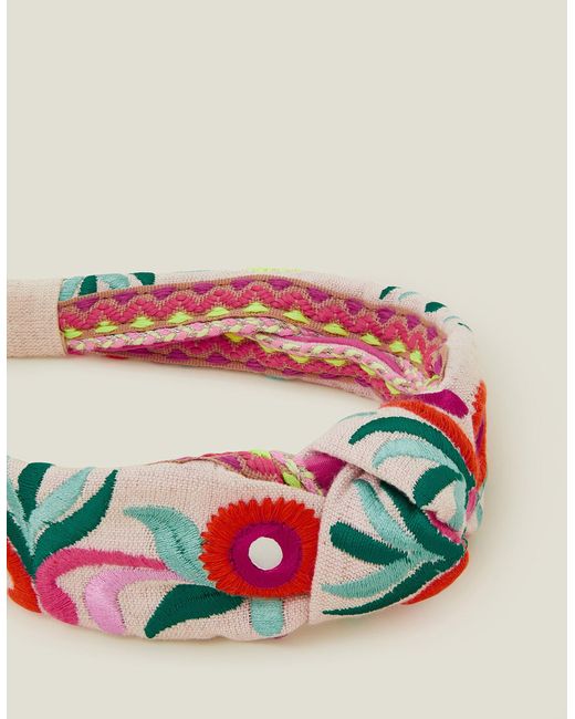 Accessorize White Red Floral Embroidered Headband