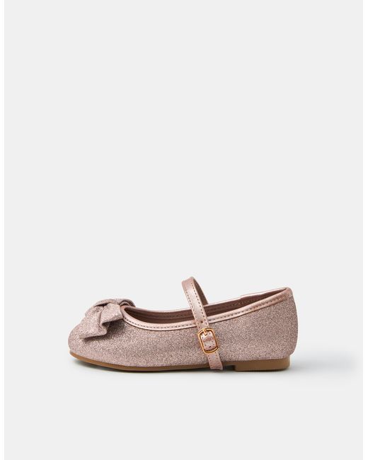 Accessorize Pink Bow Glitter Ballet Flats