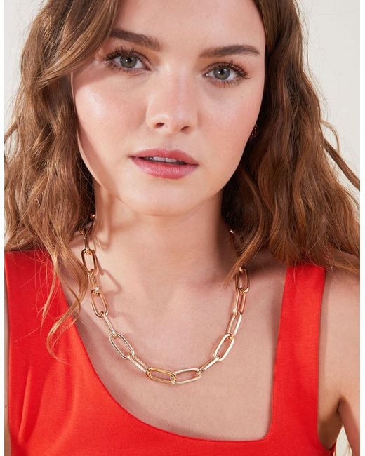 Accessorize Natural Women's Gold Steel Chain Link Necklace