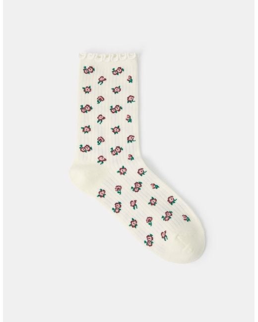 Accessorize White Flower Print Socks