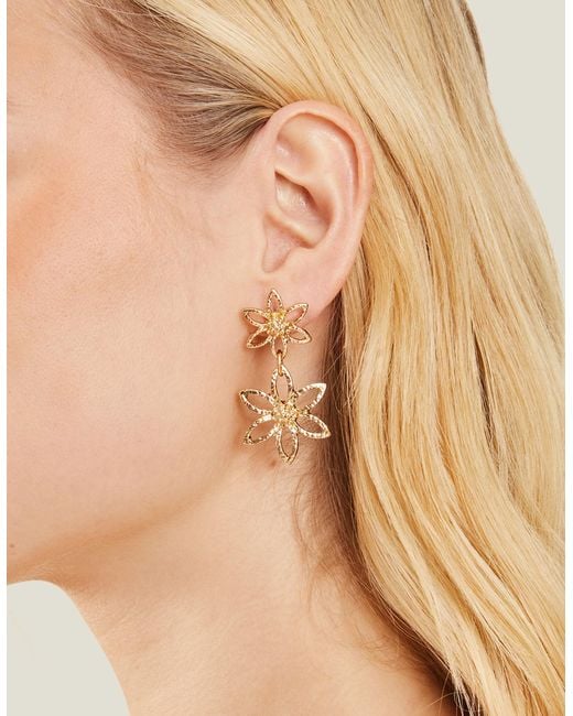 Accessorize Metallic Women's Gold Flower Statement Earrings