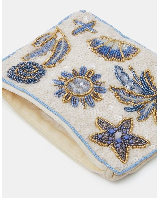 Accessorize White Beach Sequin Pouch