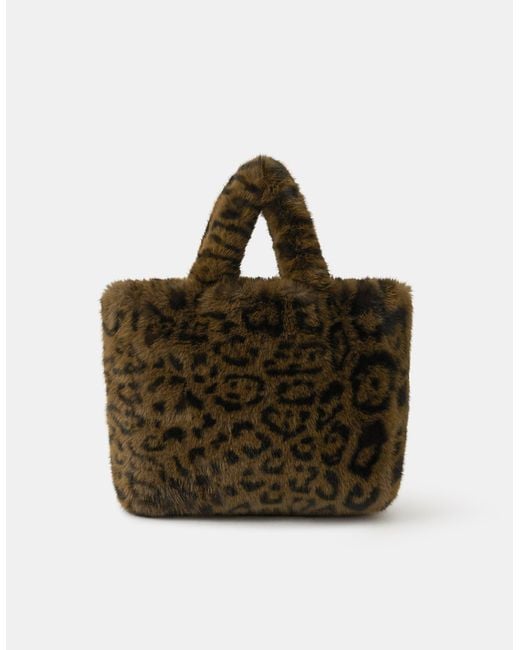 Accessorize Multicolor Leopard Faux Fur Tote Bag