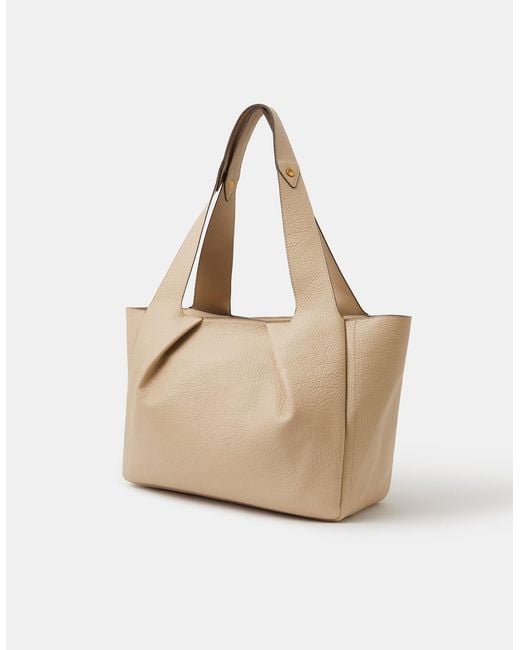 Accessorize Natural Pleated Faux Leather Shoulder Bag
