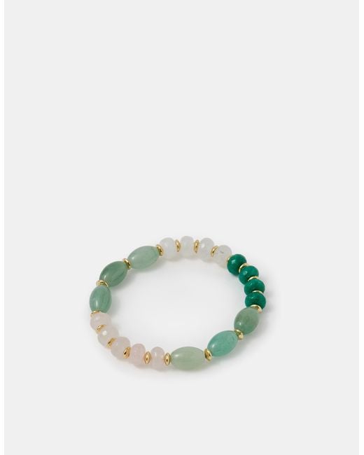 Accessorize Green 14Ct-Plated Aventurine Stone Bracelet