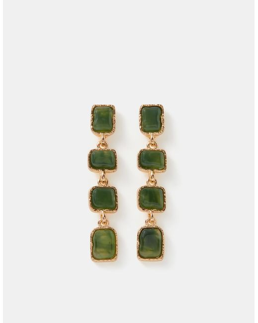 Accessorize Green Molten Stone Drop Earrings