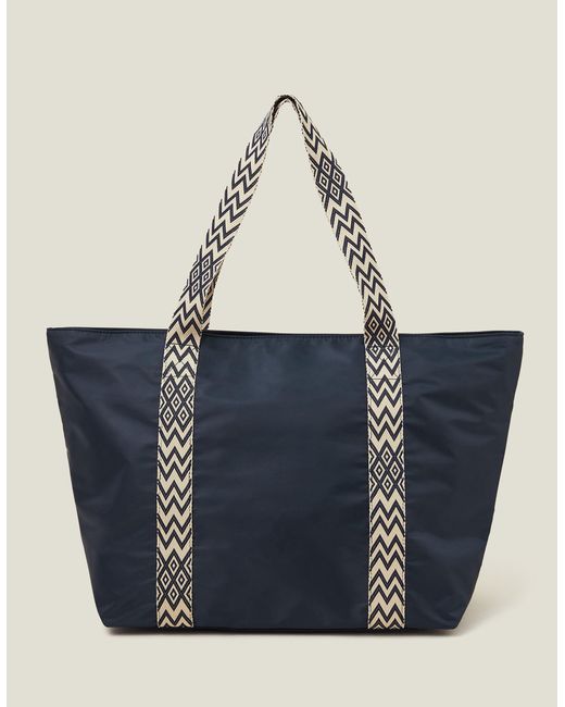 Accessorize Webbing Strap Tote Bag Blue