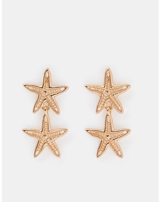 Accessorize Brown Double Starfish Drop Earrings